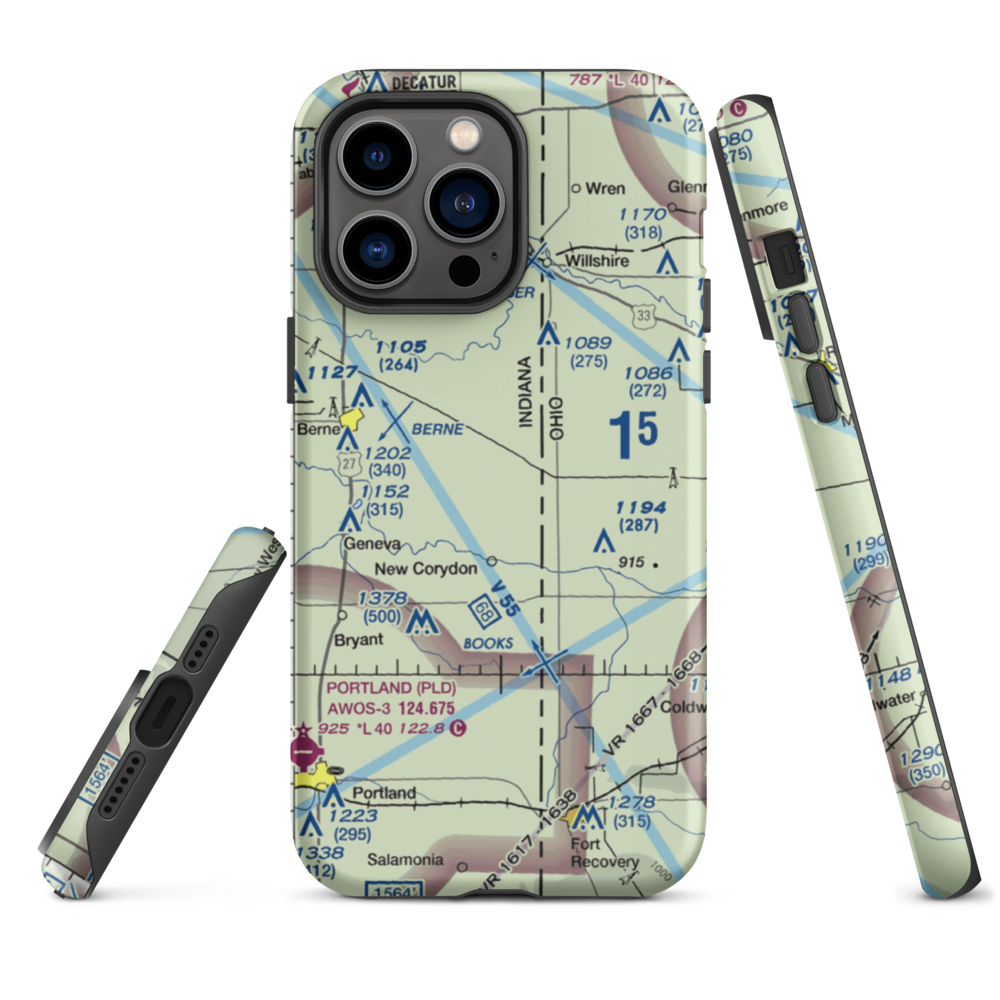 Adams Airport (1II2) VFR Sectional  Tough iPhone Case iPhone 14 Pro Max model shown