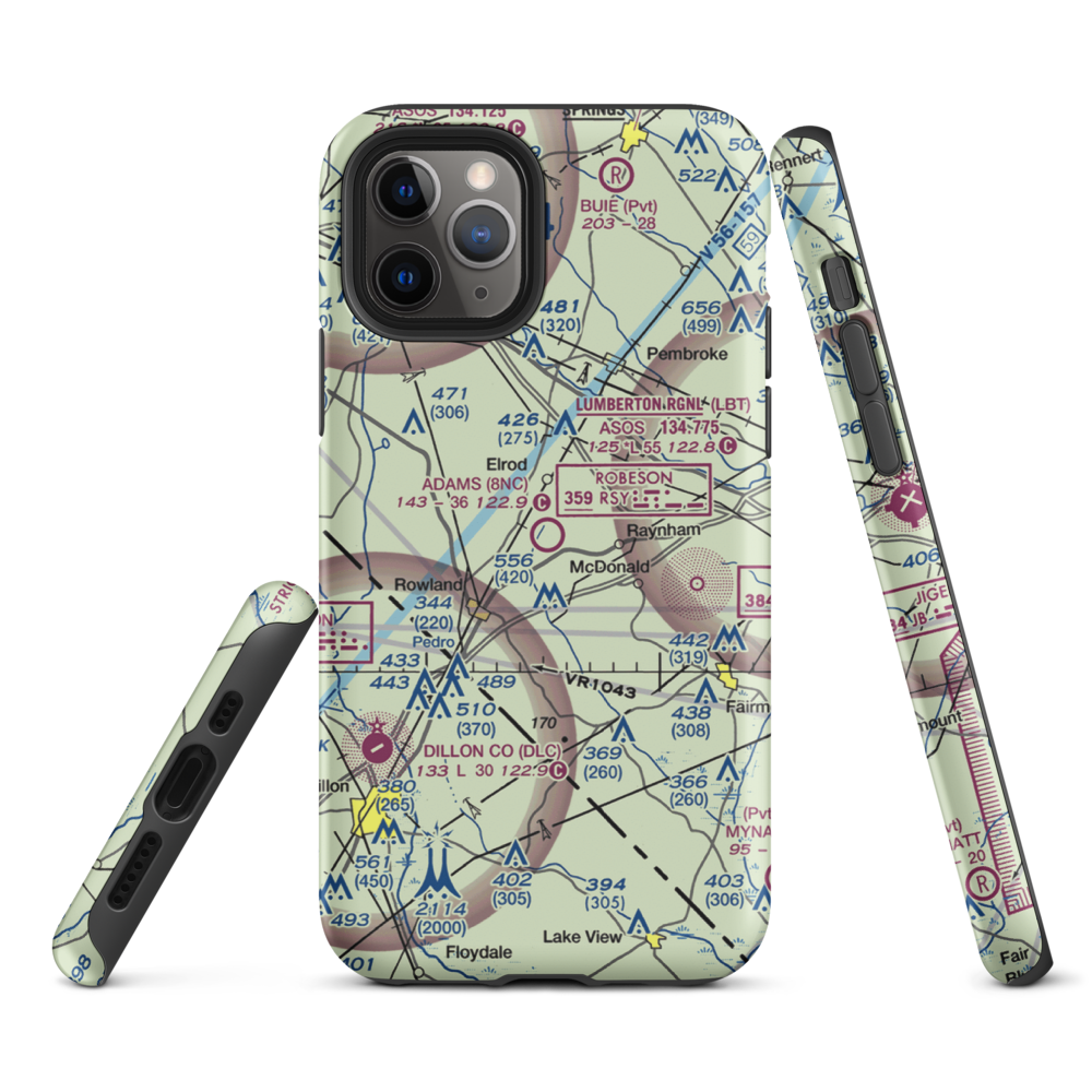 Adams Airport (8NC) VFR Sectional  Tough iPhone Case iPhone 11 Pro model shown