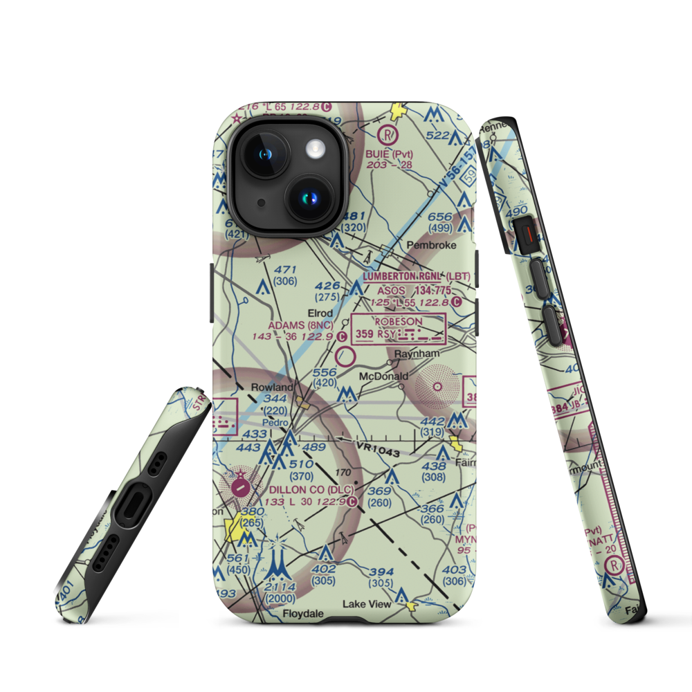 Adams Airport (8NC) VFR Sectional  Tough iPhone Case iPhone 15 model shown