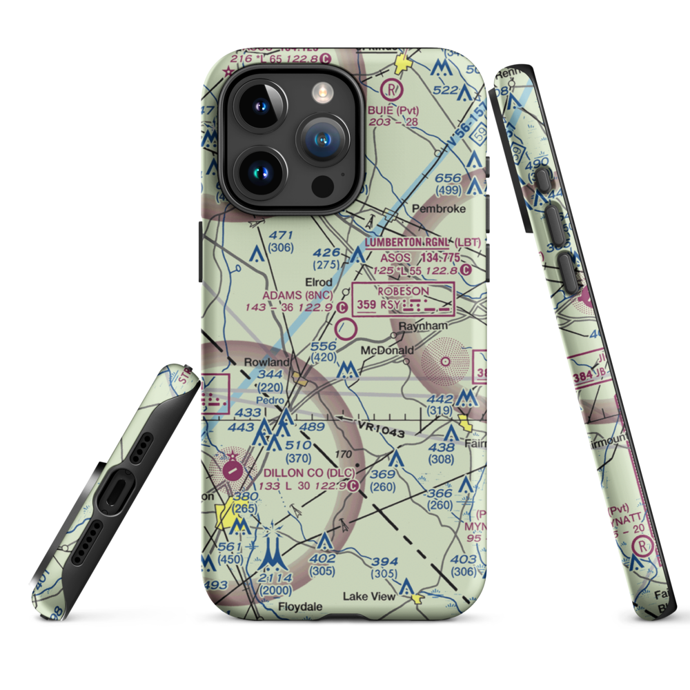 Adams Airport (8NC) VFR Sectional  Tough iPhone Case iPhone 15 Pro Max model shown