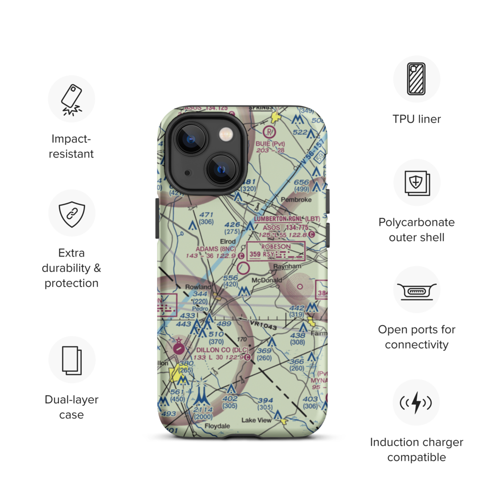 Adams Airport (8NC) VFR Sectional  Tough iPhone Case iPhone 13 mini model shown