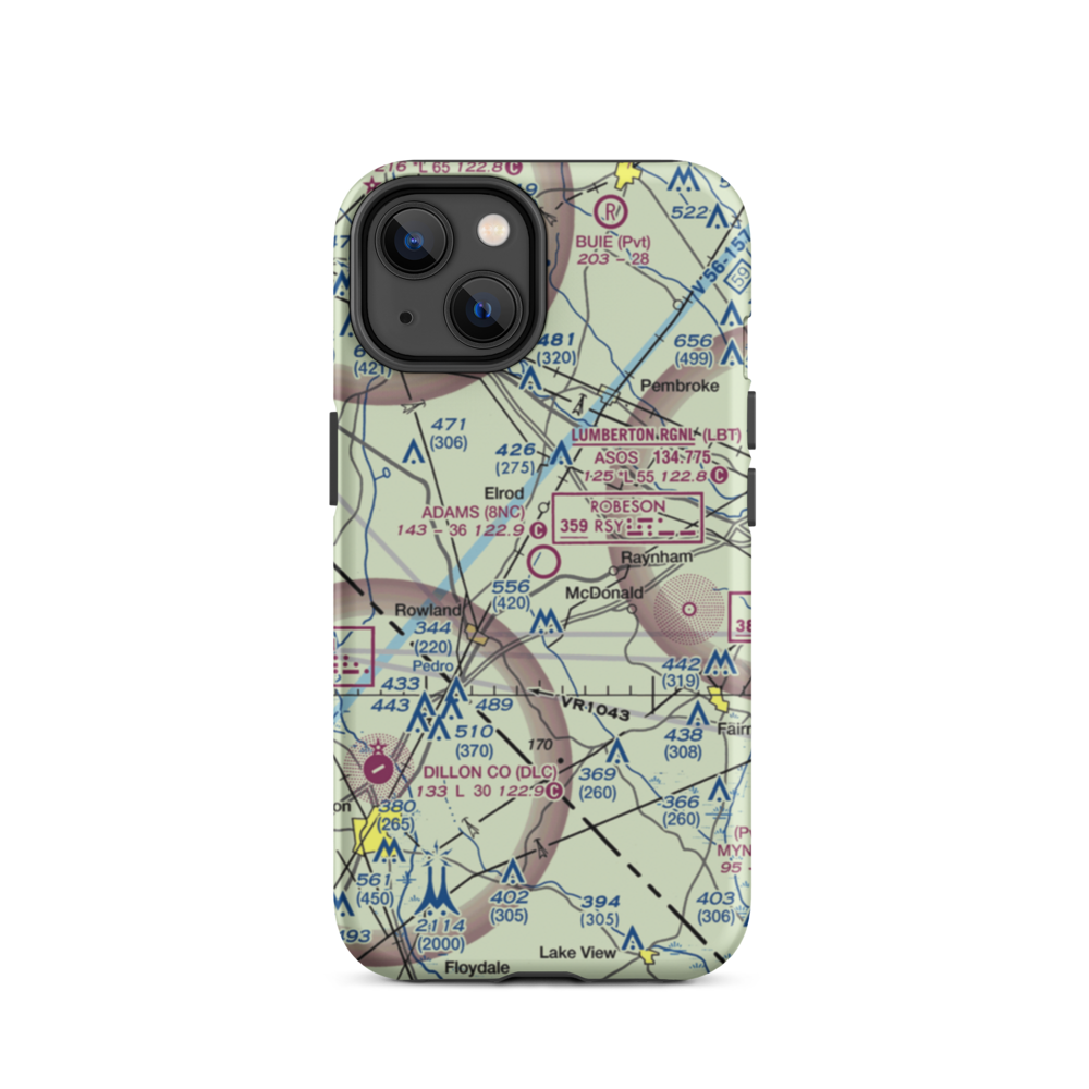 Adams Airport (8NC) VFR Sectional  Tough iPhone Case iPhone 14 model shown