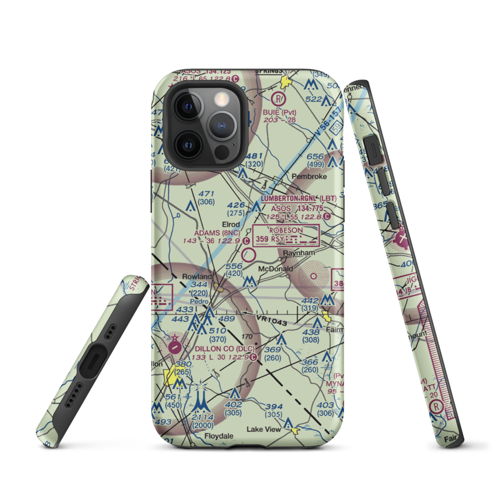 Adams Airport (8NC) VFR Sectional  Tough iPhone Case iPhone 12 Pro model shown