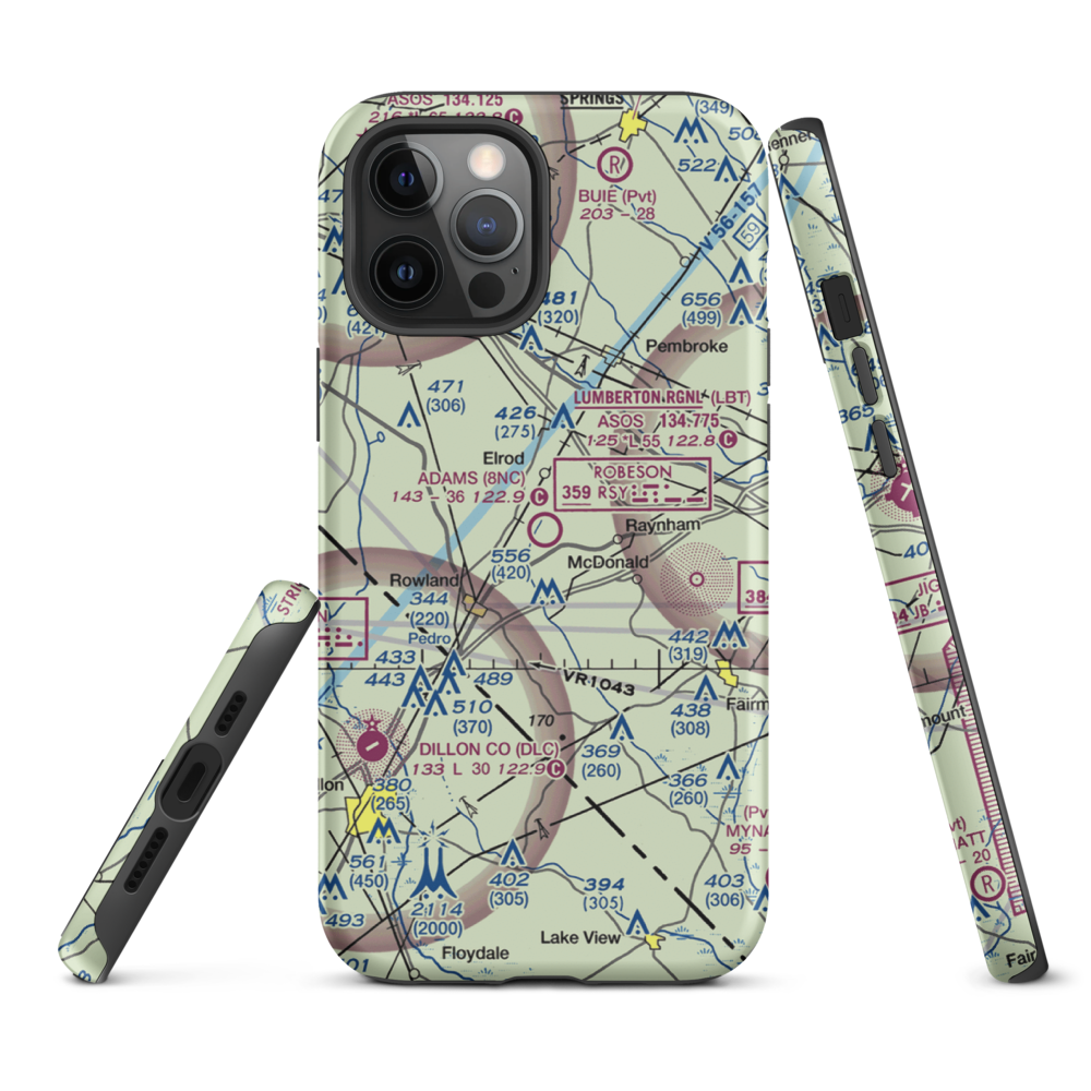 Adams Airport (8NC) VFR Sectional  Tough iPhone Case iPhone 12 Pro Max model shown