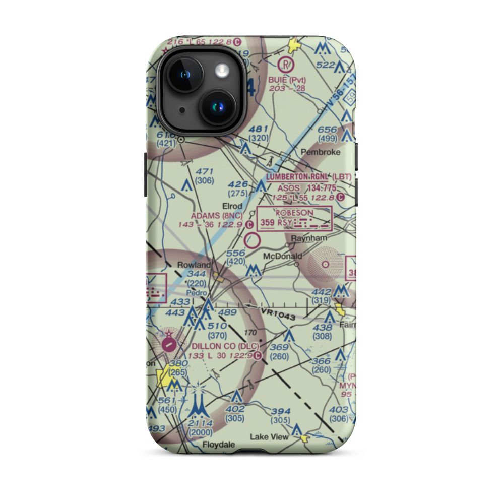 Adams Airport (8NC) VFR Sectional  Tough iPhone Case iPhone 15 Plus model shown