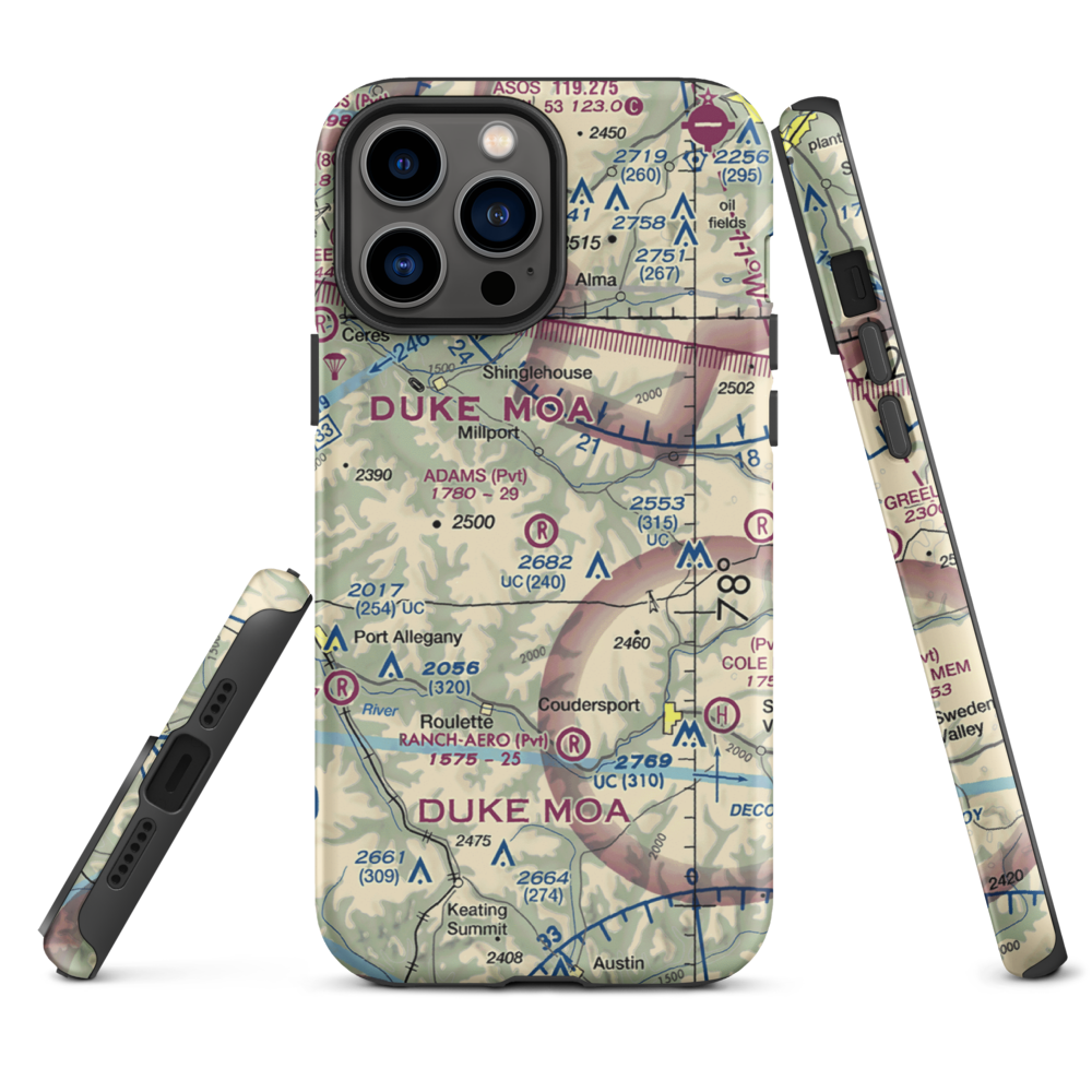 Adams Airport (90PA) VFR Sectional  Tough iPhone Case iPhone 13 Pro Max model shown