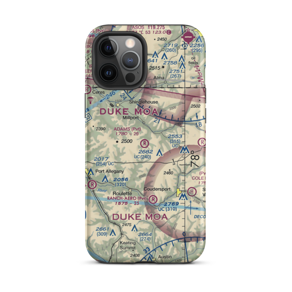 Adams Airport (90PA) VFR Sectional  Tough iPhone Case iPhone 12 Pro Max model shown