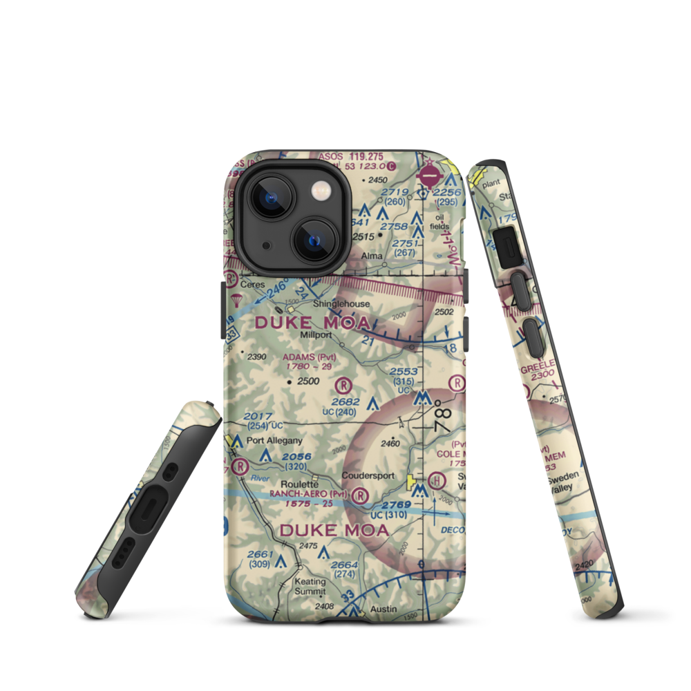 Adams Airport (90PA) VFR Sectional  Tough iPhone Case iPhone 13 mini model shown