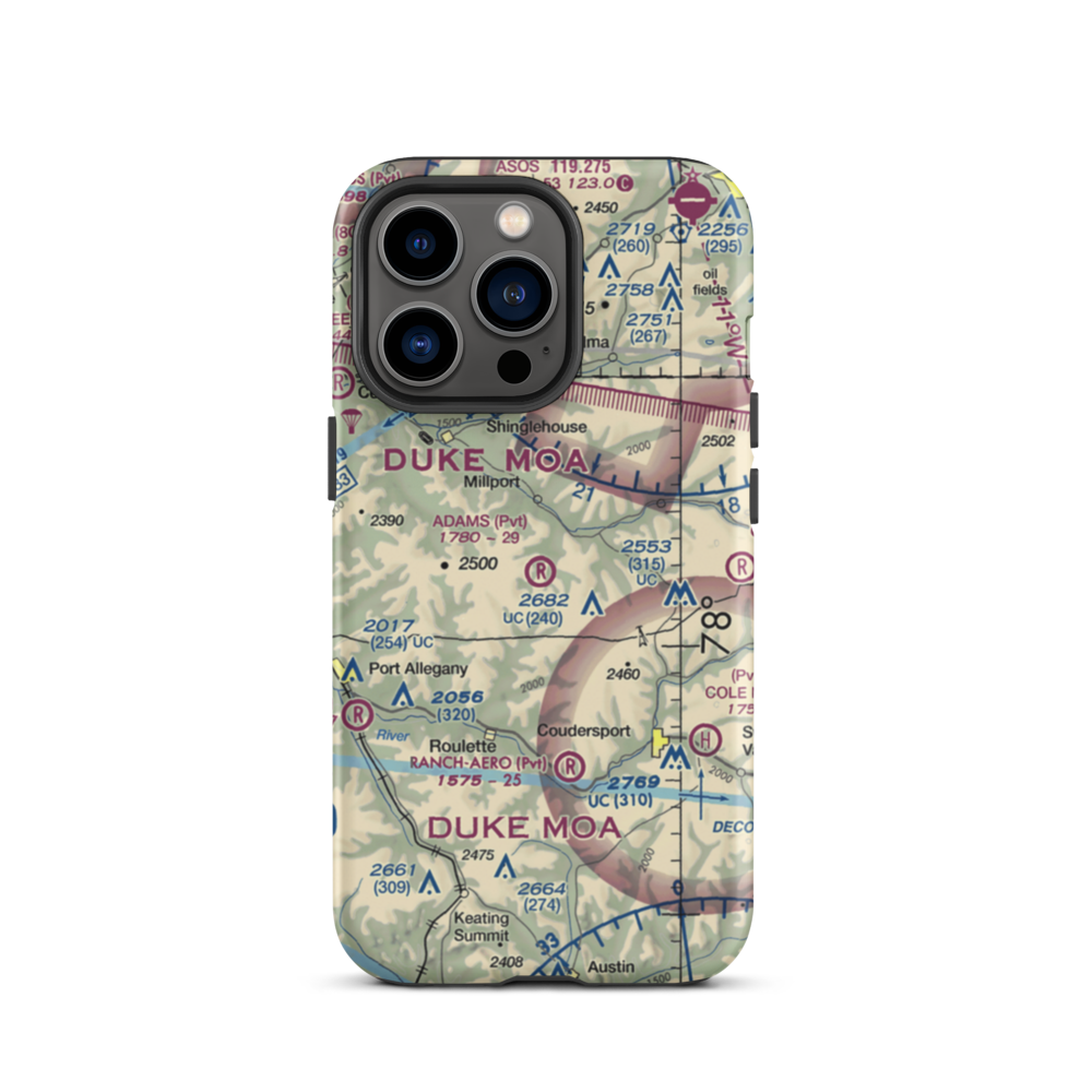 Adams Airport (90PA) VFR Sectional  Tough iPhone Case iPhone 13 Pro model shown