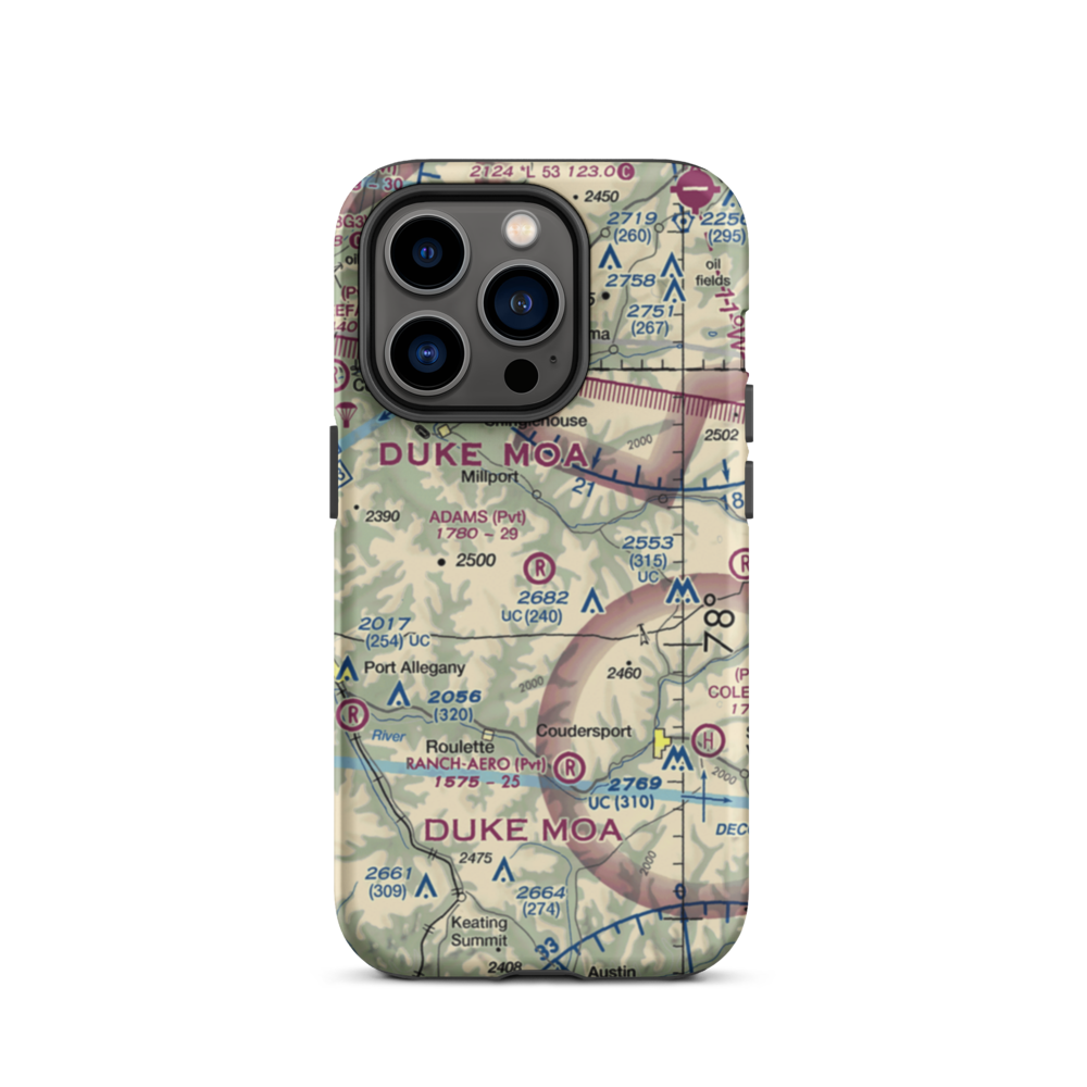 Adams Airport (90PA) VFR Sectional  Tough iPhone Case iPhone 14 Pro model shown