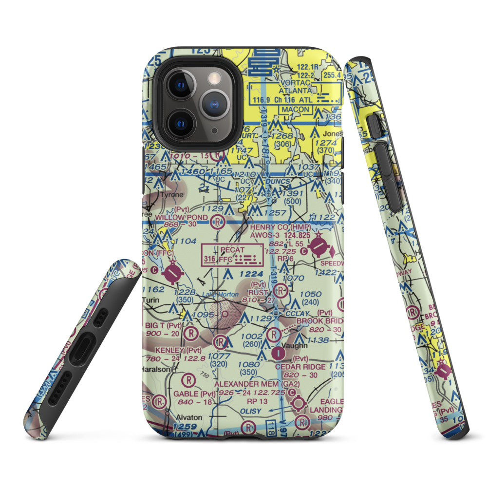 Adams Airport (GA91) VFR Sectional  Tough iPhone Case iPhone 11 Pro model shown