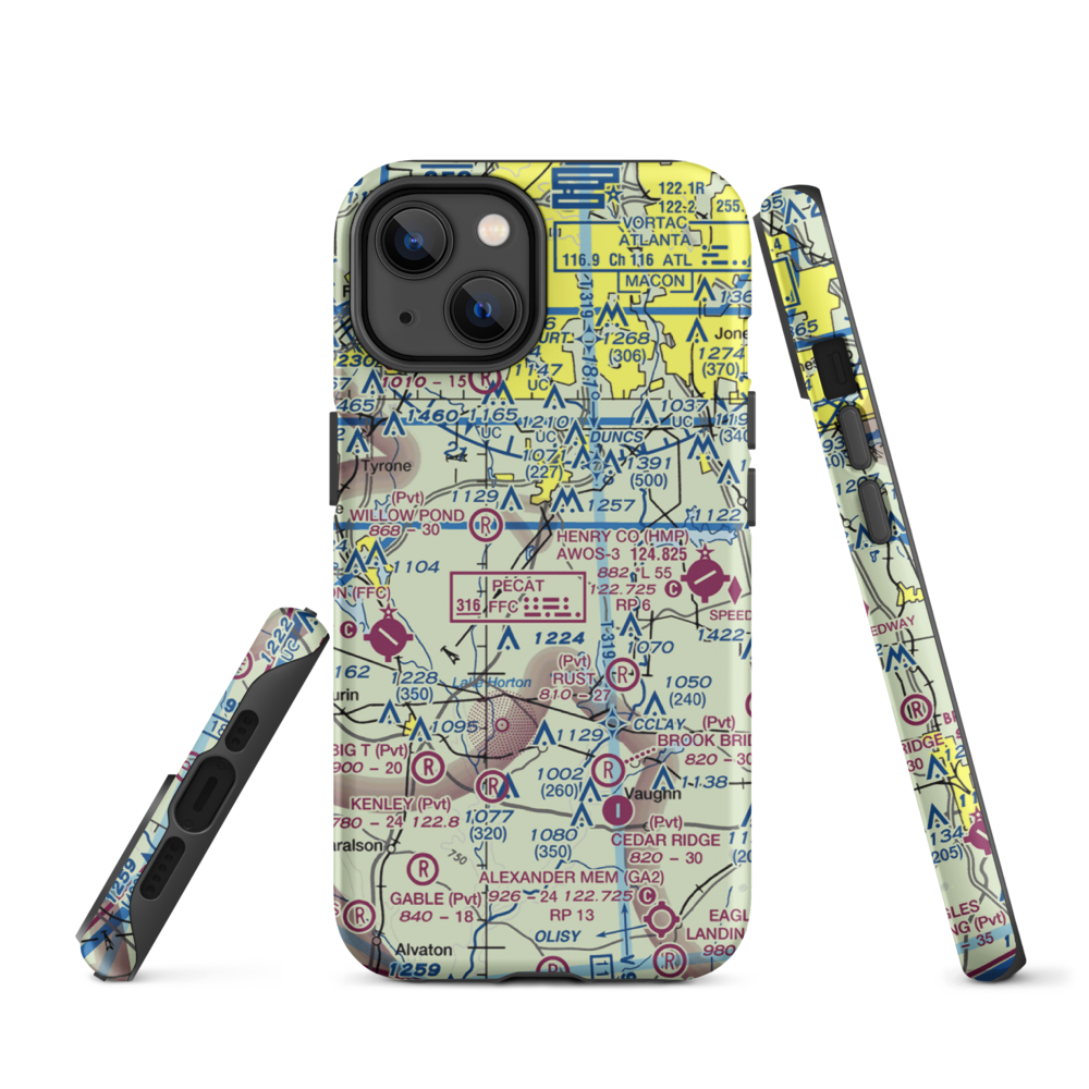 Adams Airport (GA91) VFR Sectional  Tough iPhone Case iPhone 14 model shown