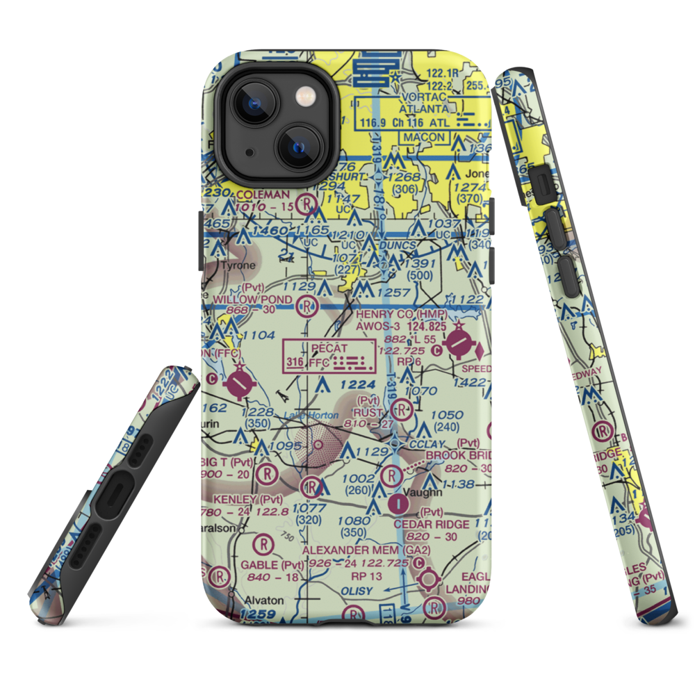 Adams Airport (GA91) VFR Sectional  Tough iPhone Case iPhone 14 Plus model shown