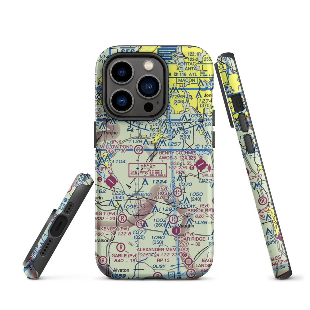 Adams Airport (GA91) VFR Sectional  Tough iPhone Case iPhone 14 Pro model shown
