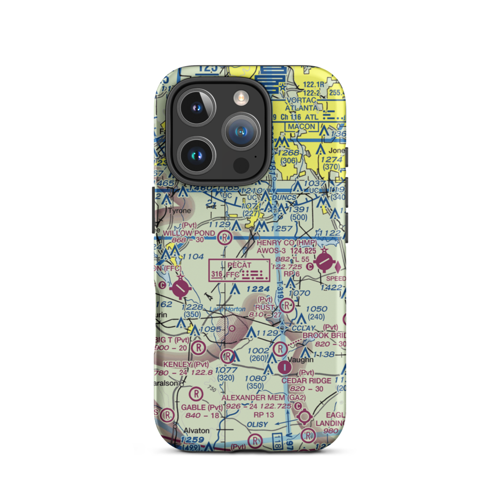 Adams Airport (GA91) VFR Sectional  Tough iPhone Case iPhone 16 Pro model shown