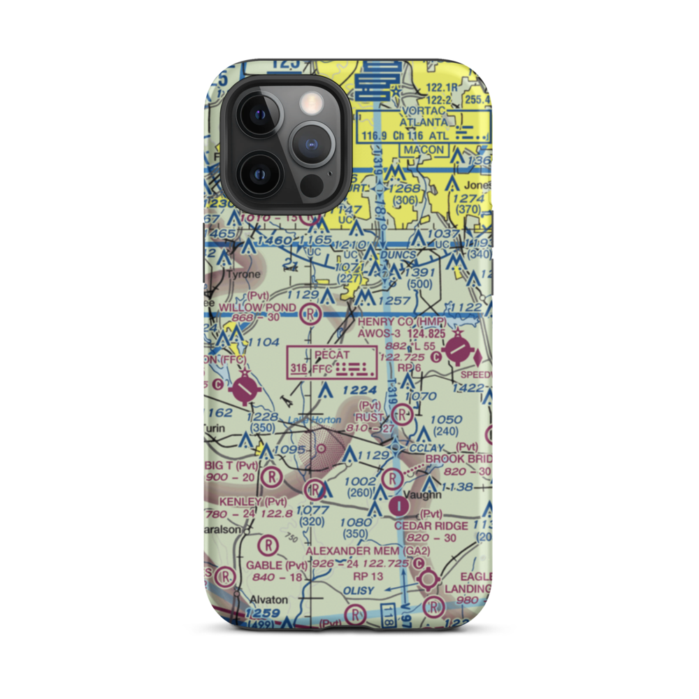 Adams Airport (GA91) VFR Sectional  Tough iPhone Case iPhone 12 Pro Max model shown