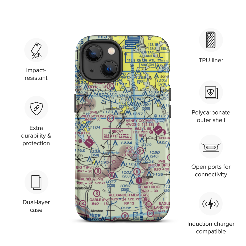 Adams Airport (GA91) VFR Sectional  Tough iPhone Case iPhone 13 model shown