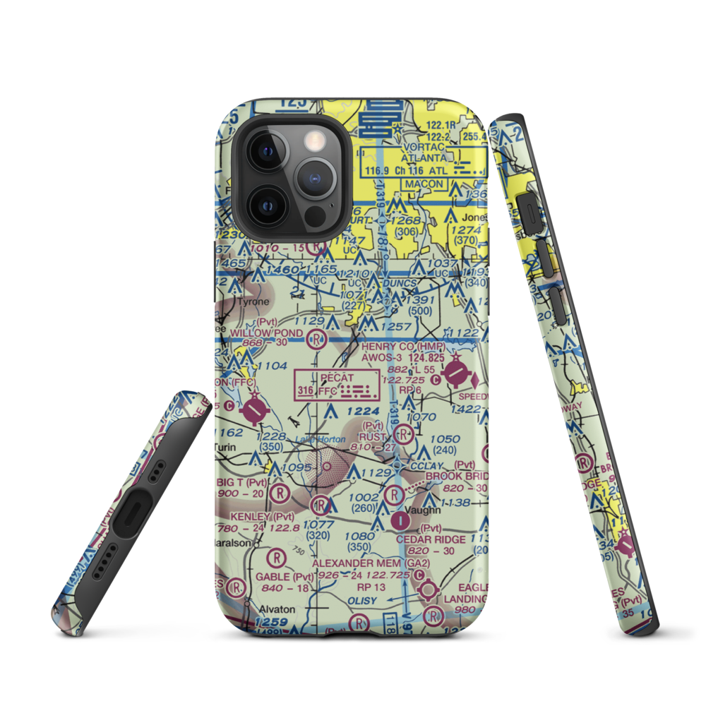 Adams Airport (GA91) VFR Sectional  Tough iPhone Case iPhone 12 Pro model shown