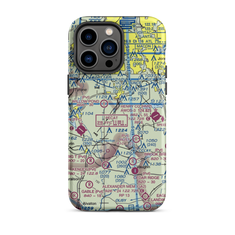 Adams Airport (GA91) VFR Sectional  Tough iPhone Case iPhone 14 Pro Max model shown