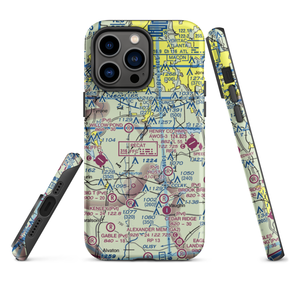 Adams Airport (GA91) VFR Sectional  Tough iPhone Case iPhone 14 Pro Max model shown