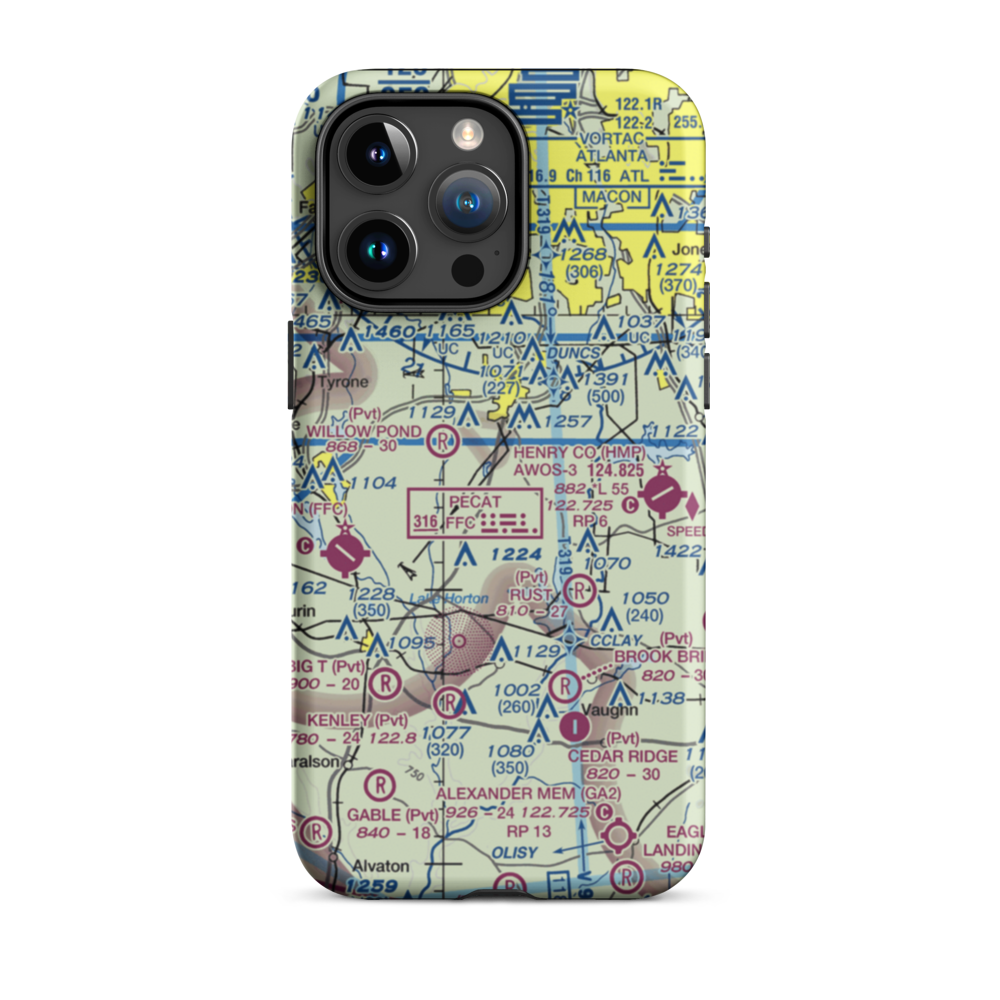 Adams Airport (GA91) VFR Sectional  Tough iPhone Case iPhone 15 Pro Max model shown