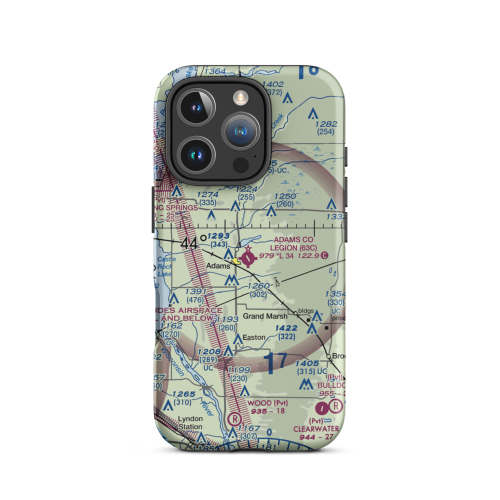 Adams County Legion Field (63C) VFR Sectional  Tough iPhone Case iPhone 16 Pro model shown