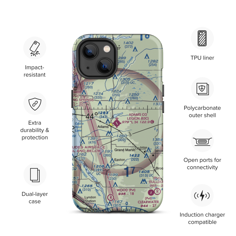 Adams County Legion Field (63C) VFR Sectional  Tough iPhone Case iPhone 13 model shown