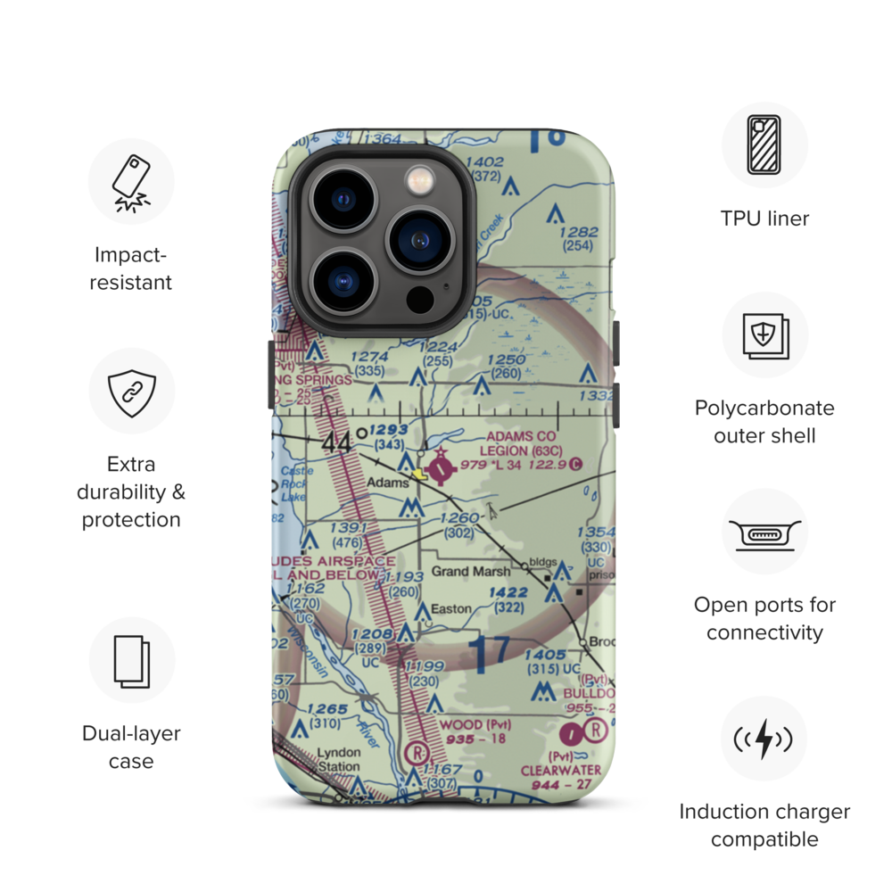 Adams County Legion Field (63C) VFR Sectional  Tough iPhone Case iPhone 13 Pro model shown