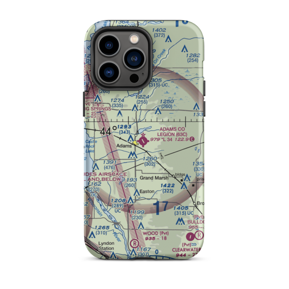 Adams County Legion Field (63C) VFR Sectional  Tough iPhone Case iPhone 14 Pro Max model shown