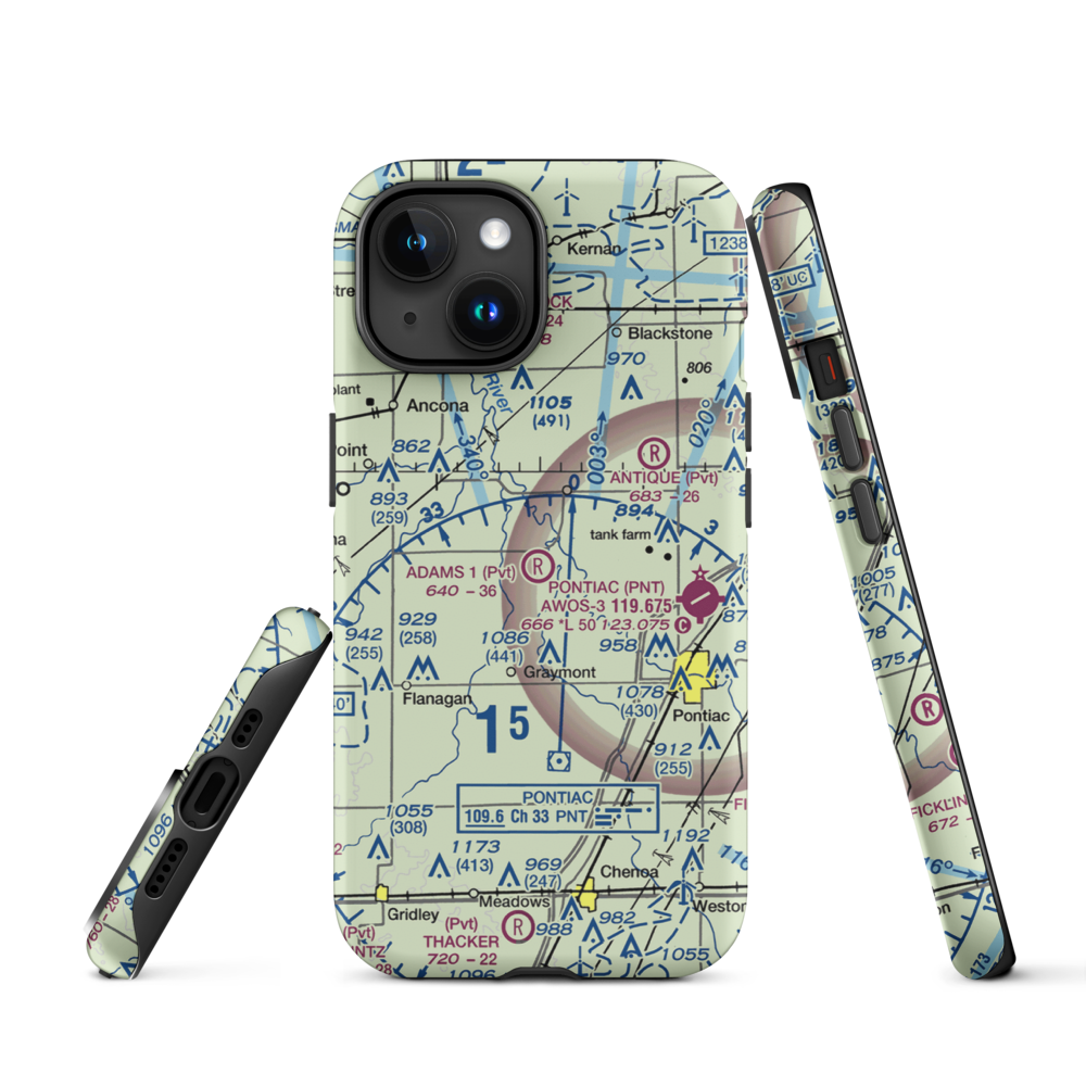 Adams Restricted Landing Area Number 1 (70LL) VFR Sectional  Tough iPhone Case iPhone 15 model shown