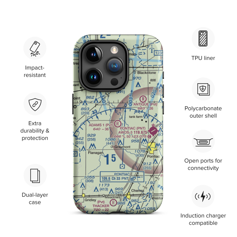 Adams Restricted Landing Area Number 1 (70LL) VFR Sectional  Tough iPhone Case iPhone 15 Pro model shown