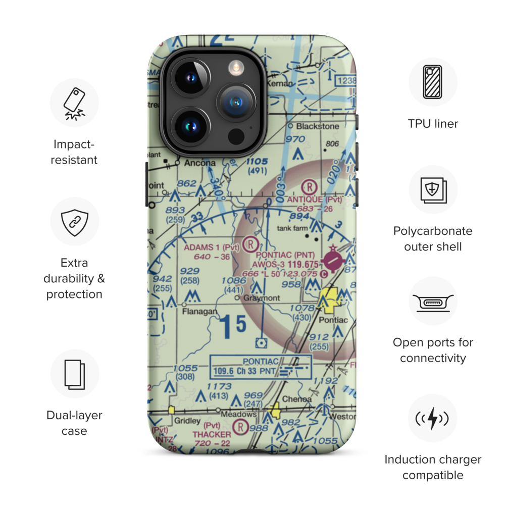 Adams Restricted Landing Area Number 1 (70LL) VFR Sectional  Tough iPhone Case iPhone 15 Pro Max model shown