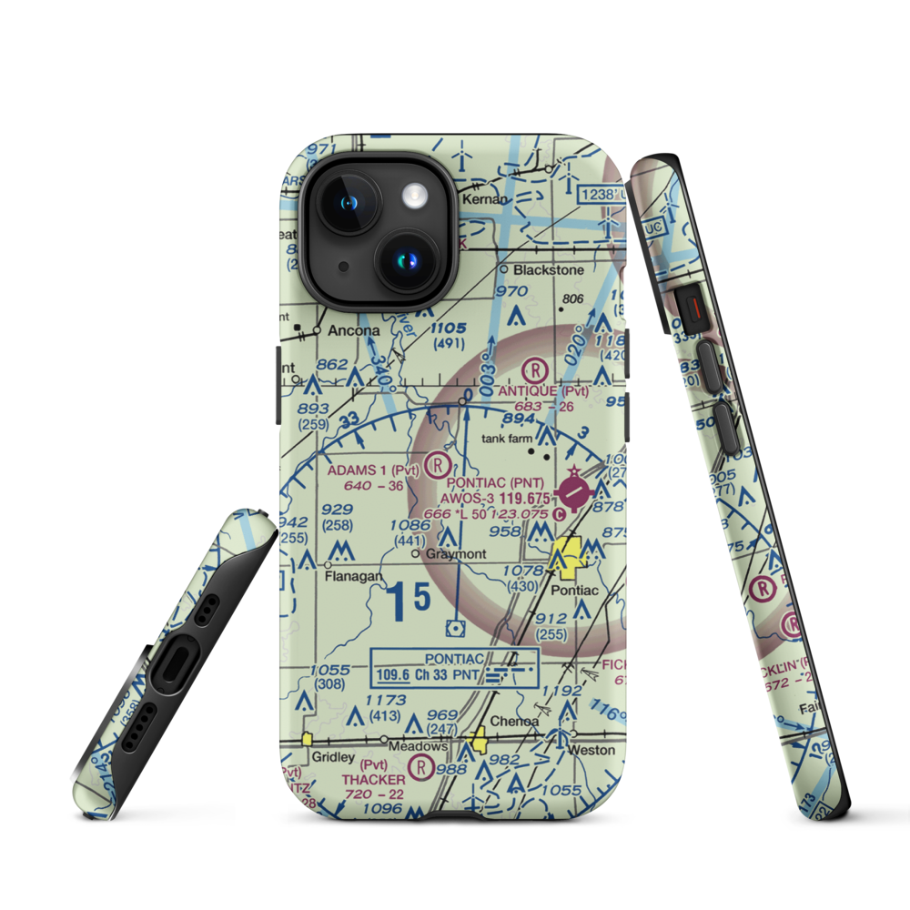 Adams Restricted Landing Area Number 2 (2LL7) VFR Sectional  Tough iPhone Case iPhone 15 model shown