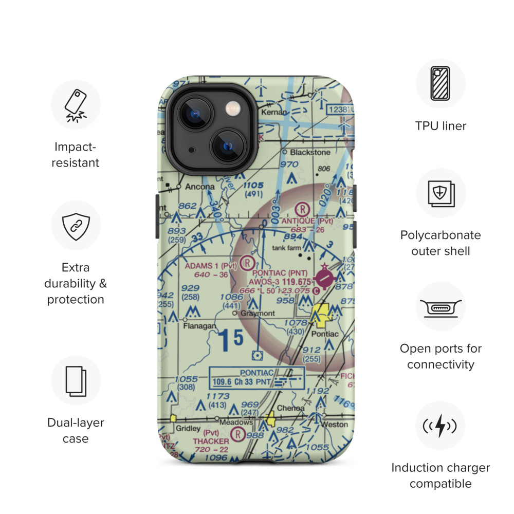 Adams Restricted Landing Area Number 2 (2LL7) VFR Sectional  Tough iPhone Case iPhone 14 model shown