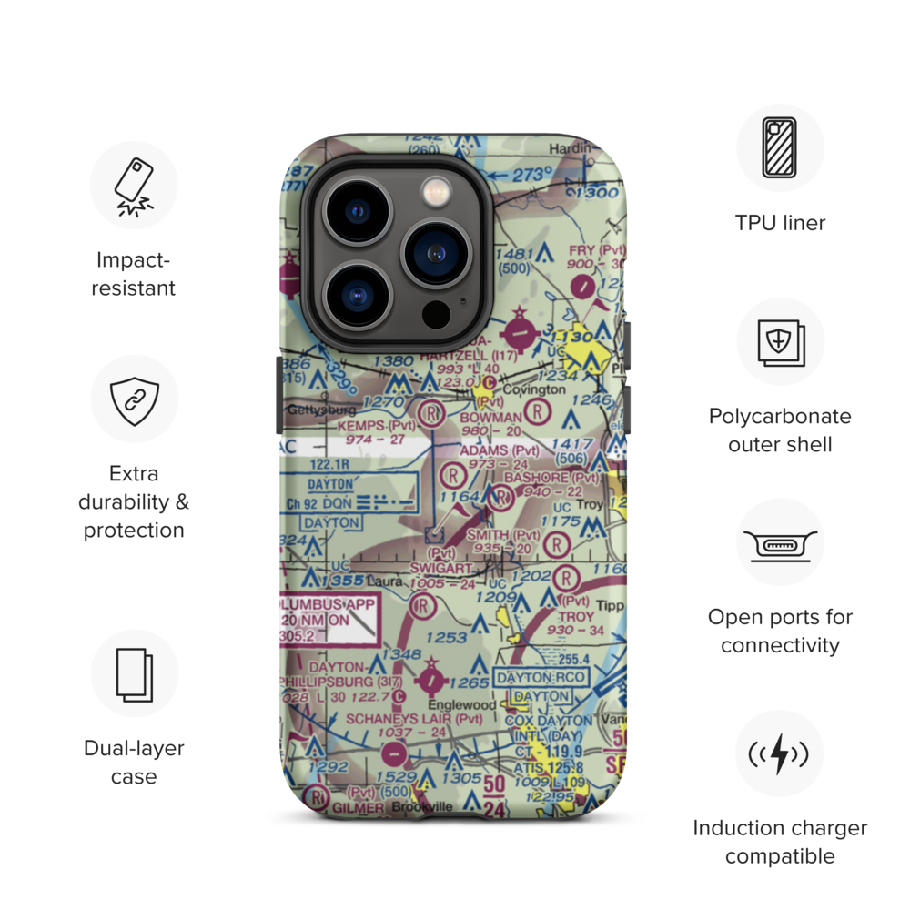 Adams Strip (83OH) VFR Sectional  Tough iPhone Case iPhone 14 Pro model shown