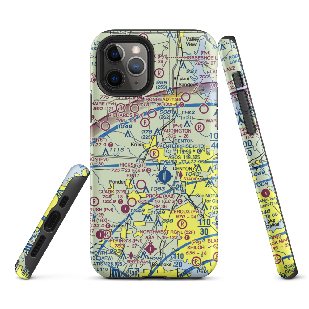 Addington Field (4TX8) VFR Sectional  Tough iPhone Case iPhone 11 Pro model shown