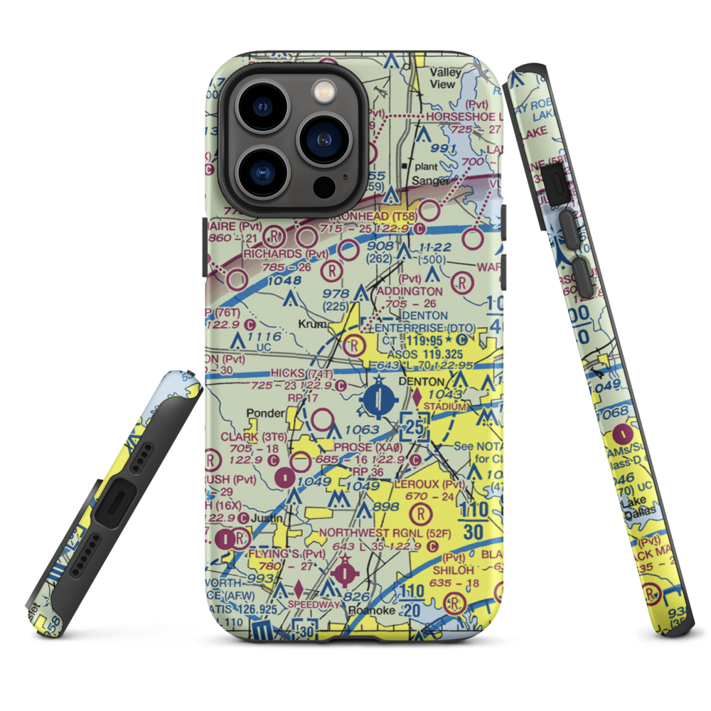 Addington Field (4TX8) VFR Sectional  Tough iPhone Case iPhone 13 Pro Max model shown