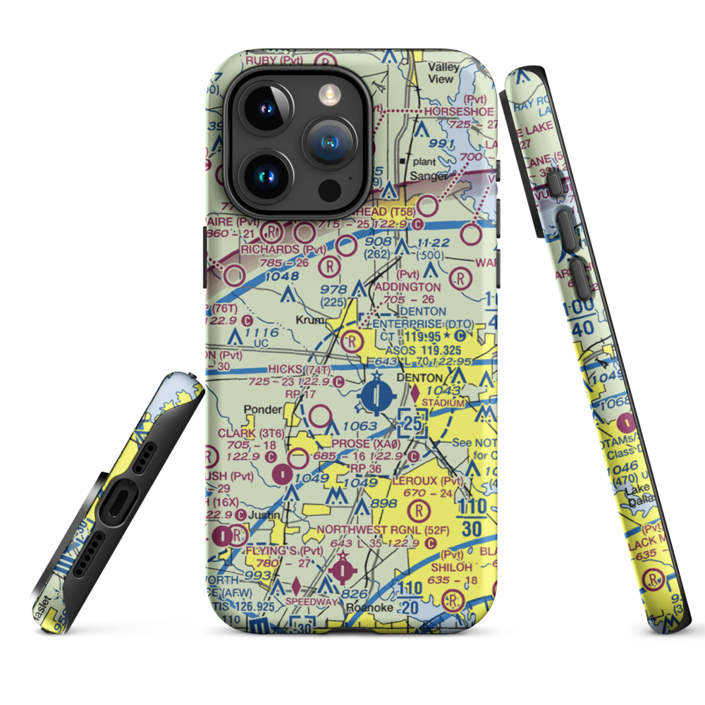 Addington Field (4TX8) VFR Sectional  Tough iPhone Case iPhone 15 Pro Max model shown