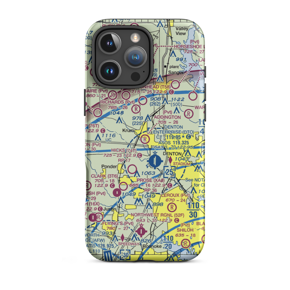 Addington Field (4TX8) VFR Sectional  Tough iPhone Case iPhone 16 Pro Max model shown