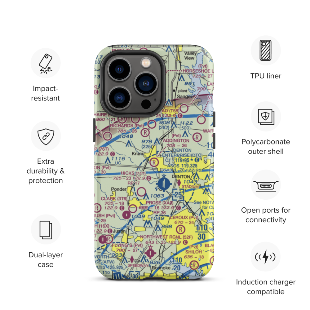 Addington Field (4TX8) VFR Sectional  Tough iPhone Case iPhone 13 Pro model shown
