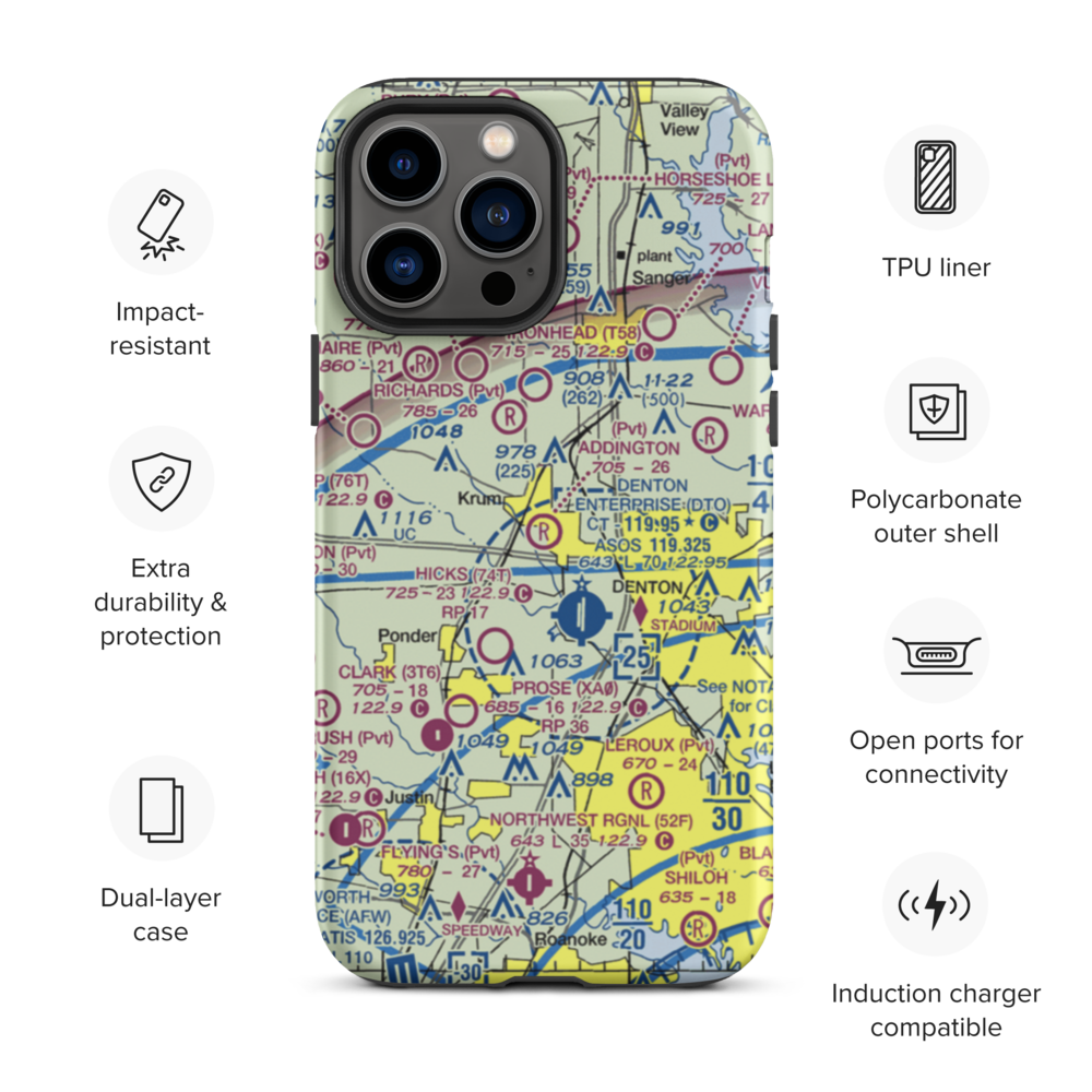 Addington Field (4TX8) VFR Sectional  Tough iPhone Case iPhone 13 Pro Max model shown