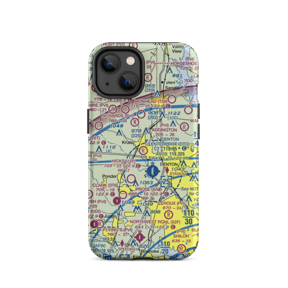 Addington Field (4TX8) VFR Sectional  Tough iPhone Case iPhone 14 model shown