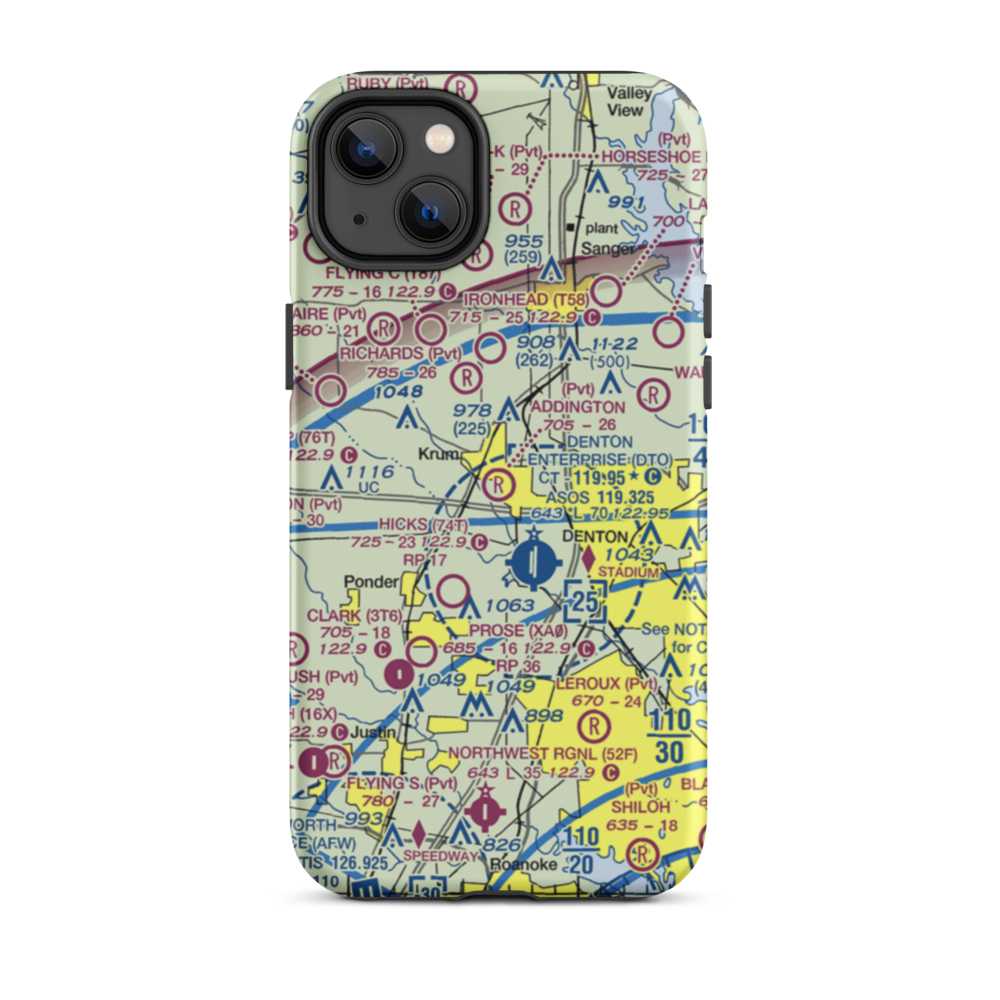 Addington Field (4TX8) VFR Sectional  Tough iPhone Case iPhone 14 Plus model shown