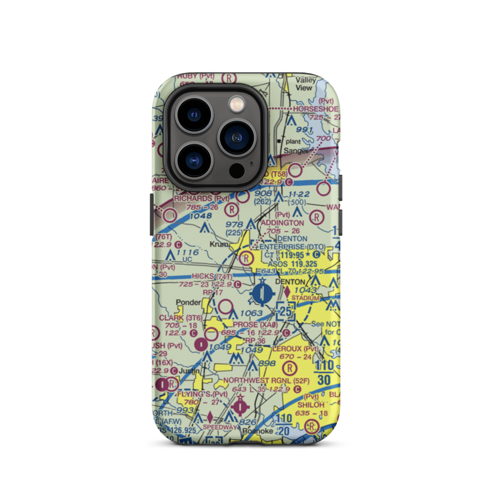 Addington Field (4TX8) VFR Sectional  Tough iPhone Case iPhone 14 Pro model shown