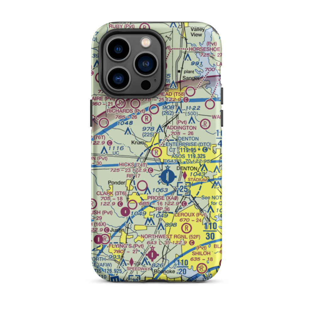 Addington Field (4TX8) VFR Sectional  Tough iPhone Case iPhone 14 Pro Max model shown