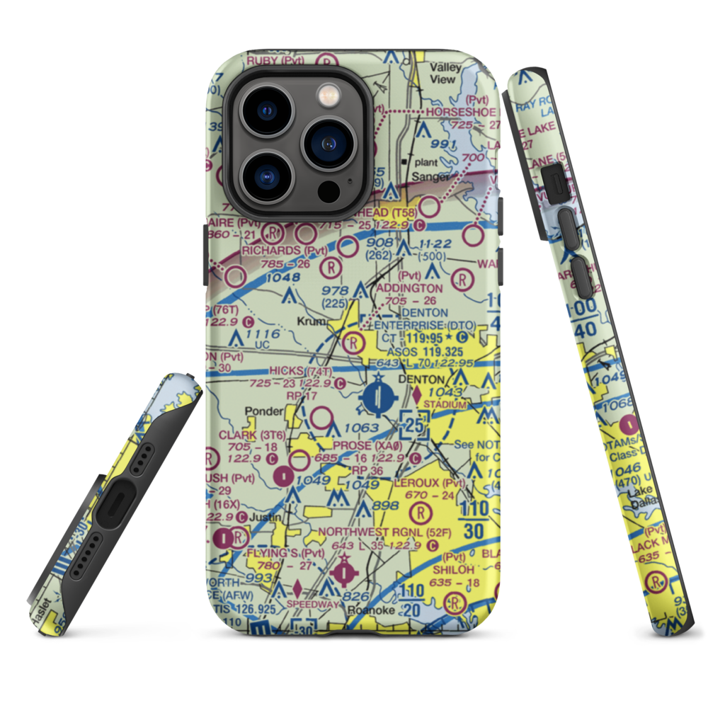 Addington Field (4TX8) VFR Sectional  Tough iPhone Case iPhone 14 Pro Max model shown