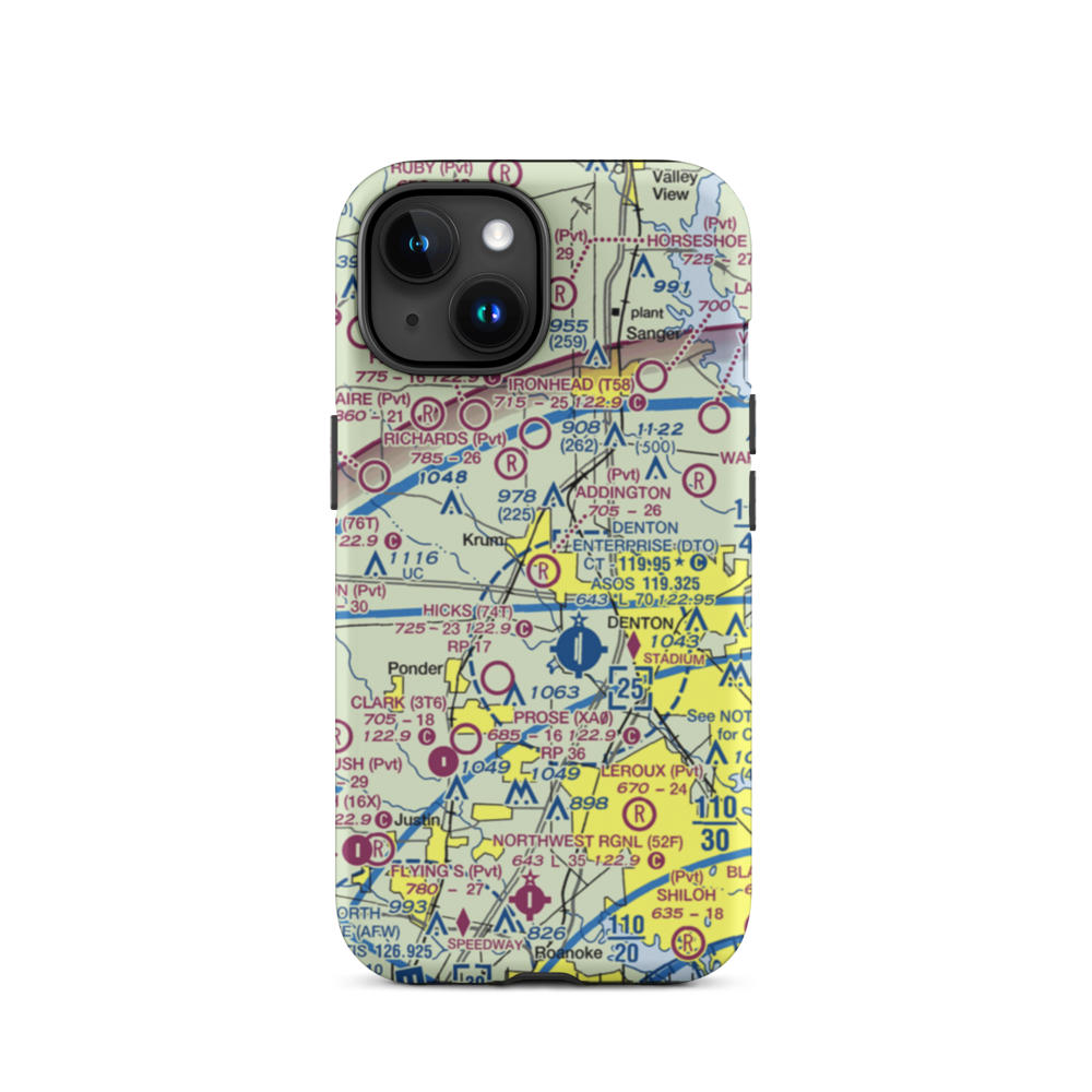 Addington Field (4TX8) VFR Sectional  Tough iPhone Case iPhone 15 model shown