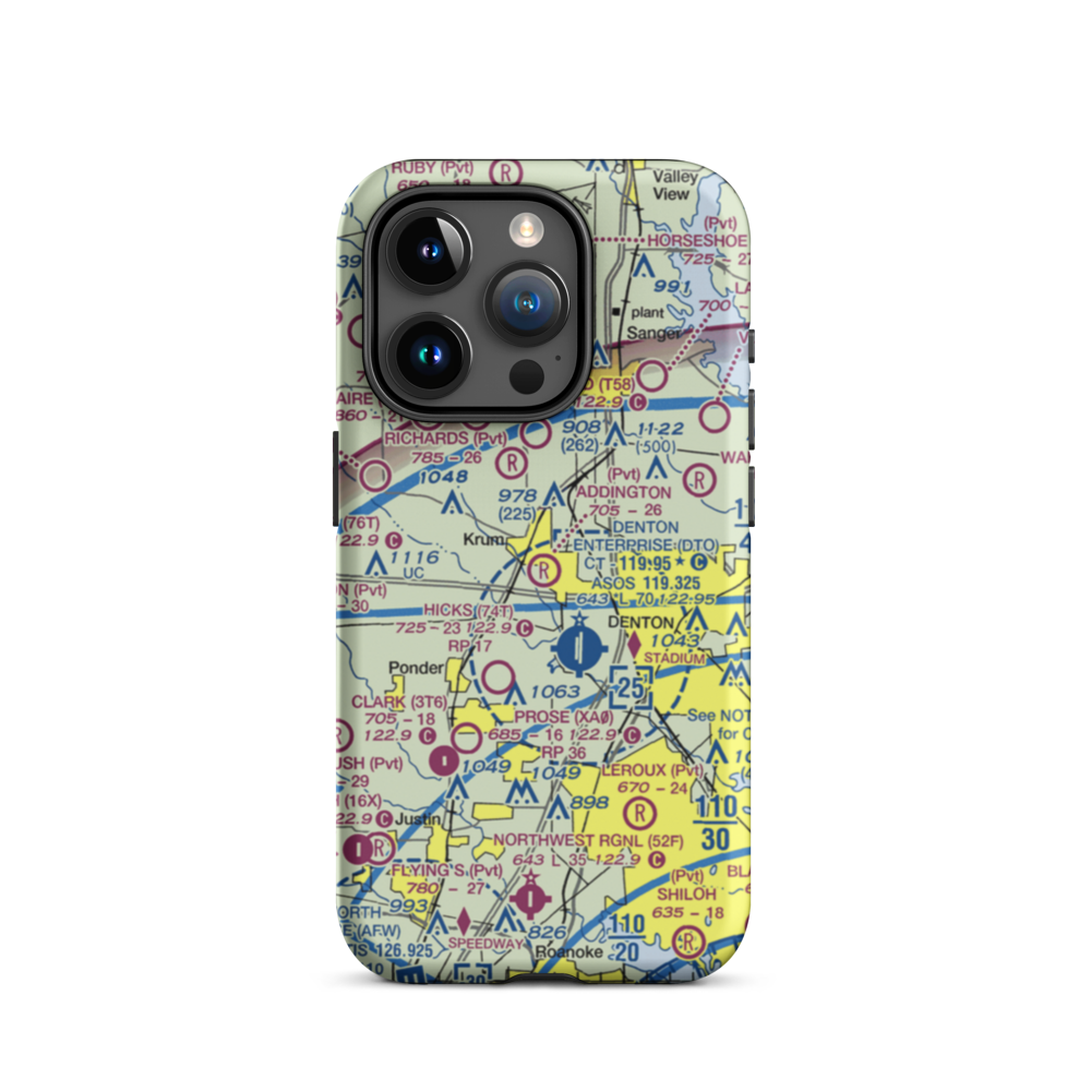 Addington Field (4TX8) VFR Sectional  Tough iPhone Case iPhone 15 Pro model shown