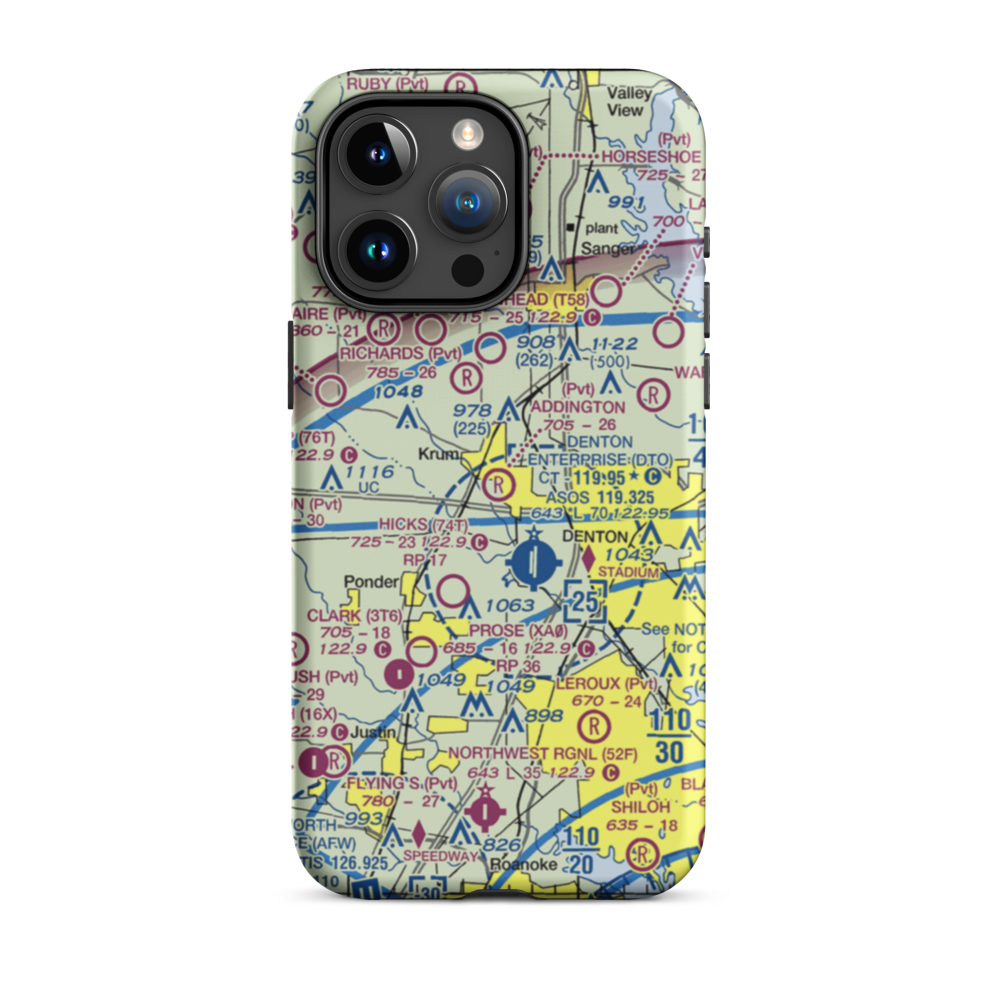 Addington Field (4TX8) VFR Sectional  Tough iPhone Case iPhone 15 Pro Max model shown