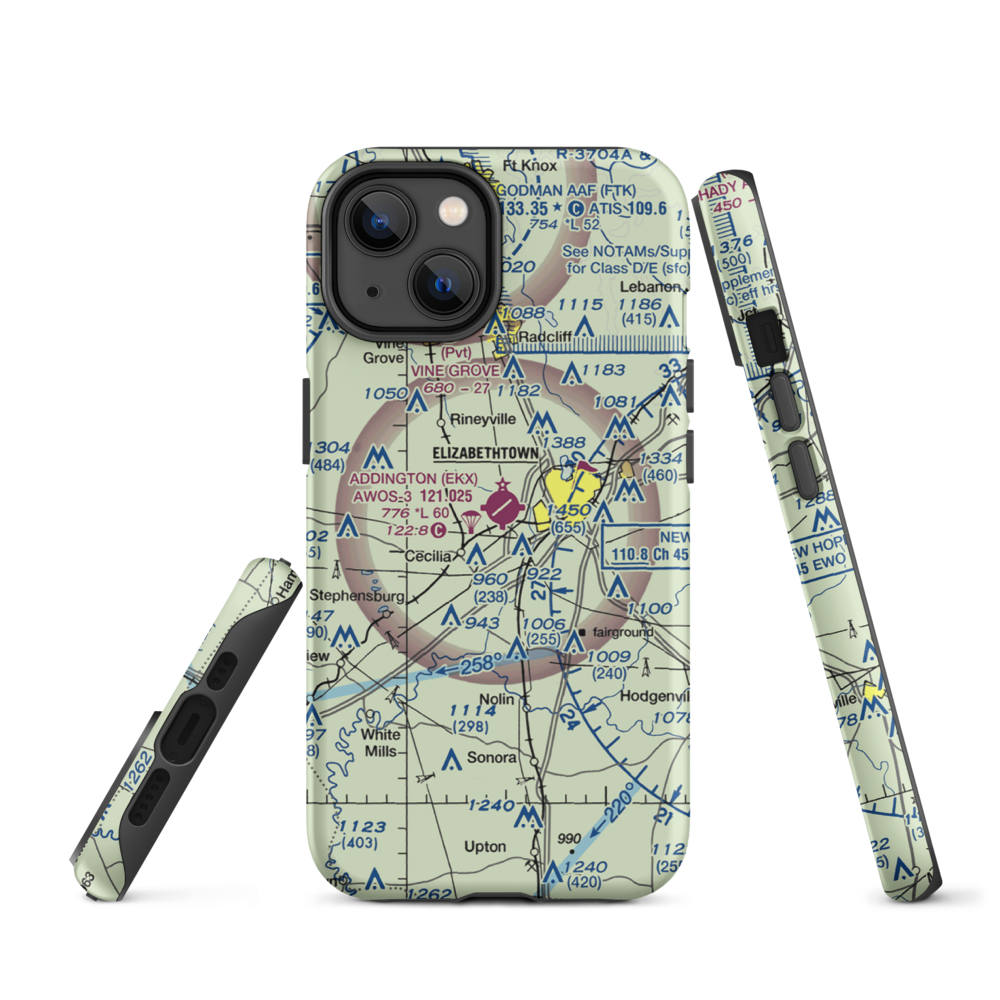 Addington Field (EKX) VFR Sectional  Tough iPhone Case iPhone 14 model shown